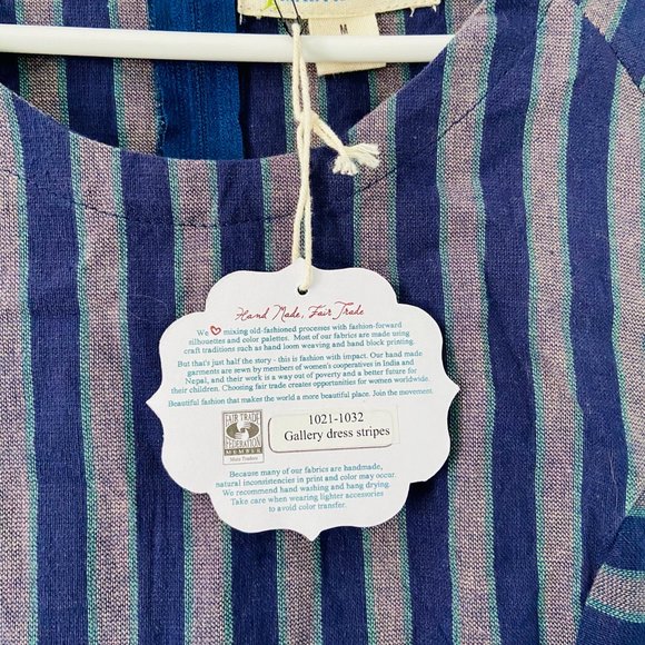 Mata Traders Fair Trade Stripe Sheath Dress Size M Left - Picture 4 of 8